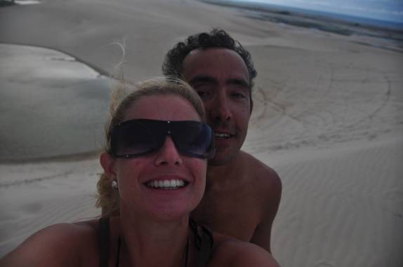 Autofoto no topo da Duna do Funil, em Tatajuba - CE